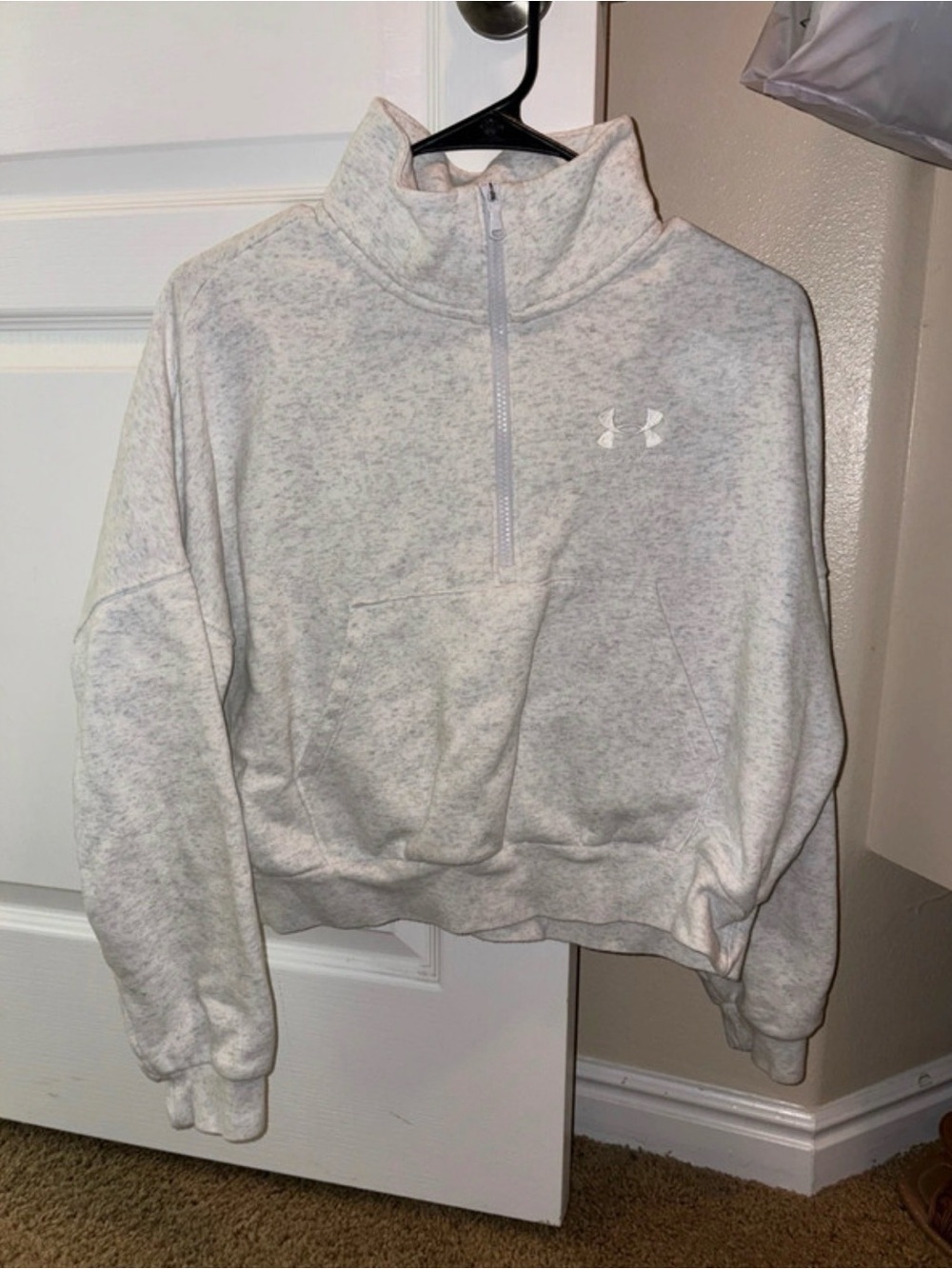 Under Armour Women's Heather Light Gray Quarter-Zip Pullover